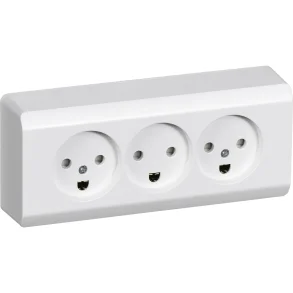 LK Opus 66 Triple udvendig stikkontakt 2pol med jord -  hvid