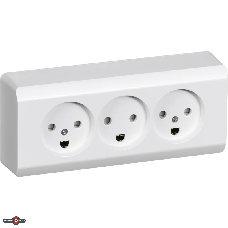 LK Opus 66 Triple udvendig stikkontakt 2pol med jord -  hvid