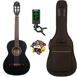 Ortega RST5 Klassisk Spansk 3/4 guitar pakke - Satin Black
