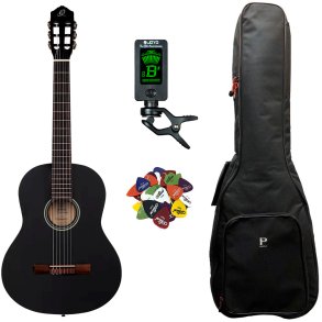 Ortega RST5 Klassisk Spansk 4/4 guitar pakke - Satin Black
