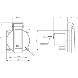 PCE DK Chassis Stik Med Jord 230V/16A IP54 - Sort