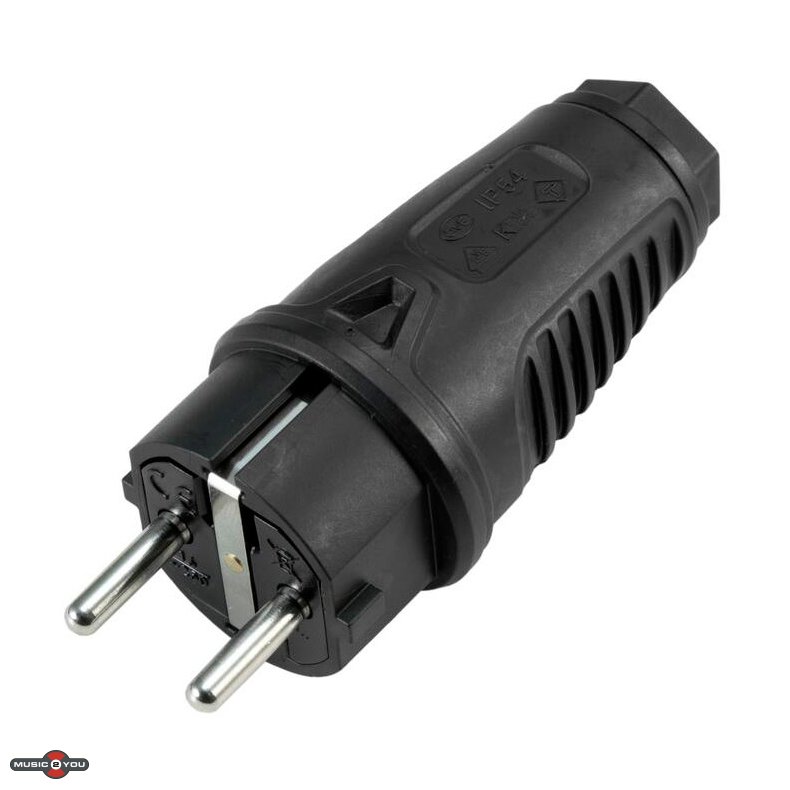 PCE Scuko gummi stikprop m. jord - Sort