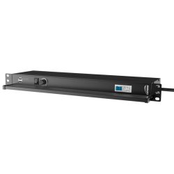 Caymon PSR429G/B Rack strmskinne med Sikring, Lys og USB Port - 19"/1unit