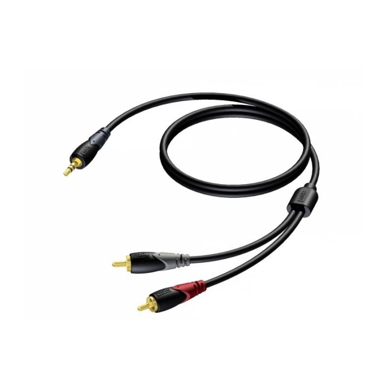 Procab CLA711 - Minijack 3,5mm Stereo Han til 2xPhono/RCA Han Kabel