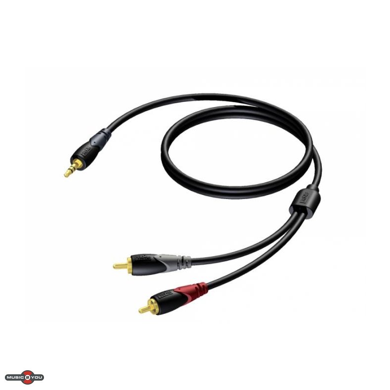 Procab CLA711 - Minijack 3,5mm Stereo Han til 2xPhono/RCA Han Kabel