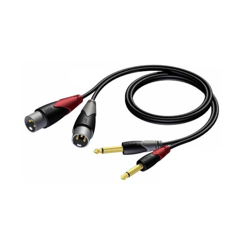 Procab CLA708 - 2xJack 6,3 Mono til 2xXLR 3Pol Han