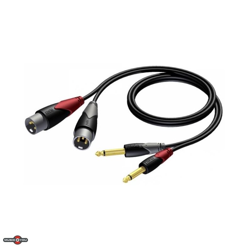 Procab CLA708 - 2xJack 6,3 Mono til 2xXLR 3Pol Han