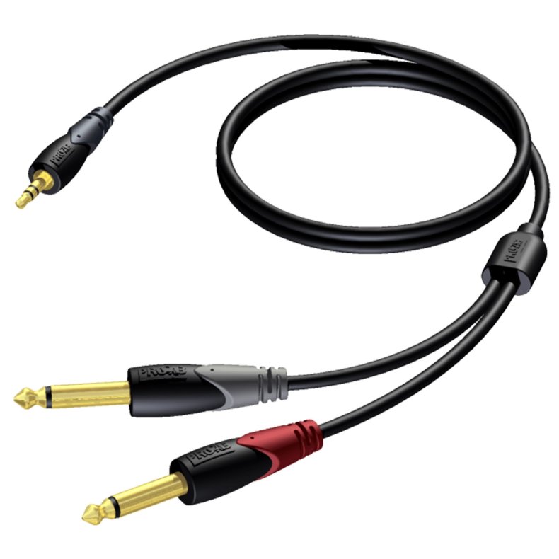 Procab CLA713 - Minijack 3,5mm Stereo Han til 2xJack 6,3mm Han