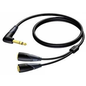 Procab CLA720 - Jack 6,3mm Stereo Han Vinkel - 2x Jack 6,3mm Stereo Hun - 1,5m