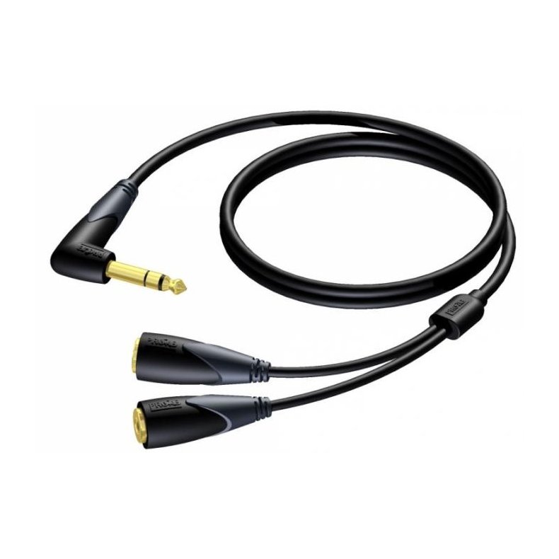 Procab CLA720 - Jack 6,3mm Stereo Han Vinkel - 2x Jack 6,3mm Stereo Hun - 1,5m