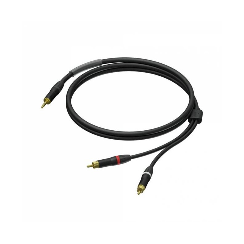 Procab PRA711 - Minijack 3.5 mm Stereo Han - 2x RCA/Phono Han