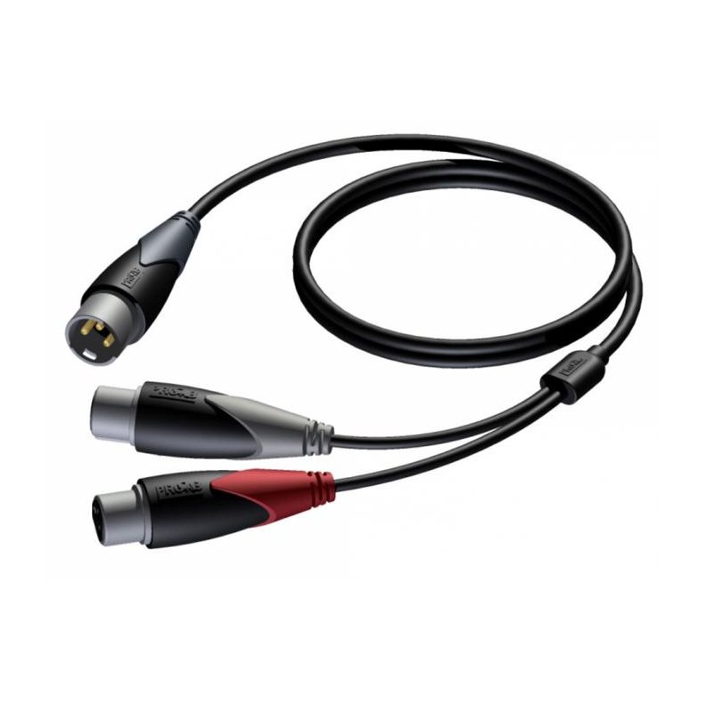 Procab CLA736 - XLR Han til 2xXLR Hun Y-Spilt kabel - 1,5m