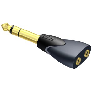 Procab CLP208 Jack 6,3mm stereo Han til 2xMinijack 3,5mm Hun