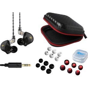 QKZ ZXT BUNDLE - Sports In-Ear hovedtelefoner - Sort - Med Etui og Ekstra Propper