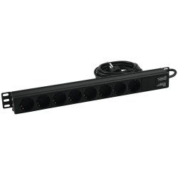 Eurolite R19-8 1U Rack strmskinne 8x Schuko udtag med afbryder - 19"