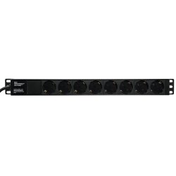 Eurolite R19-8 1U Rack strmskinne 8x Schuko udtag med afbryder - 19"