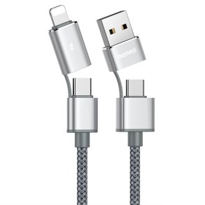 USB Multikabel - USB-C/USB-A - USB-C/Lightning - 1m - Slv