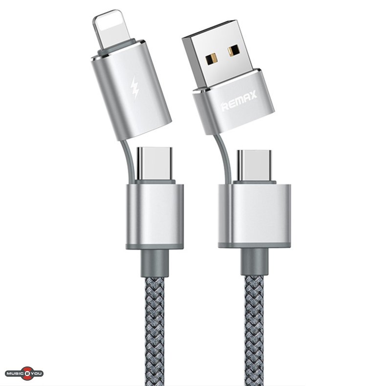 USB Multikabel - USB-C/USB-A - USB-C/Lightning - 1m - Slv