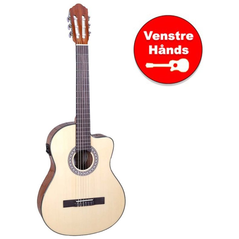 Santana B8 EQ CW v2 venstrehnds klassisk 4/4 guitar med pickup og tuner - Natur