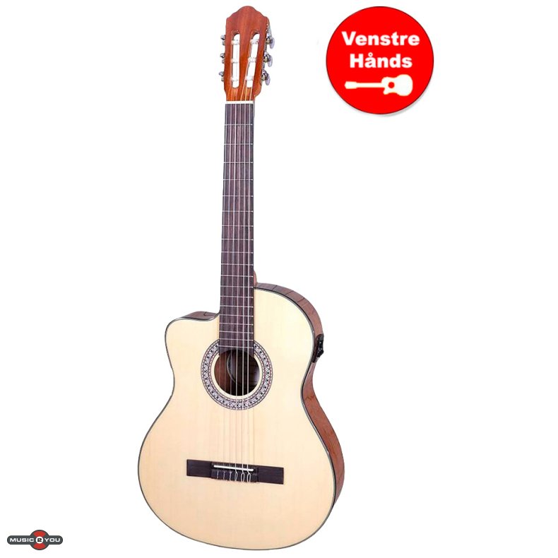 Santana B8 EQ CW v2 venstreh�nds klassisk 4/4 guitar med pickup og tuner - Natur