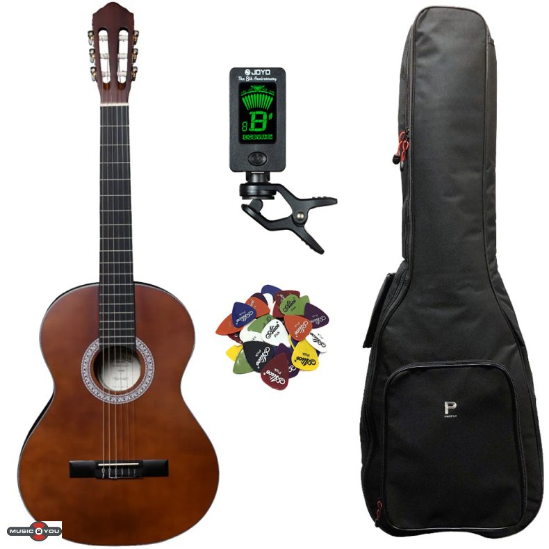 Santana Classical 18 Klassisk 4/4 guitar pakke - Brun