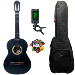 Santana Classical 18 Klassisk guitar 4/4 pakke - Matt Black