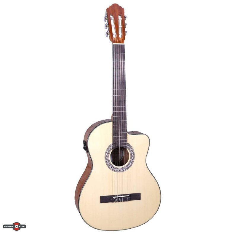 Santana B8 EQ CW v2 klassisk 4/4 guitar med pickup og tuner - Natur