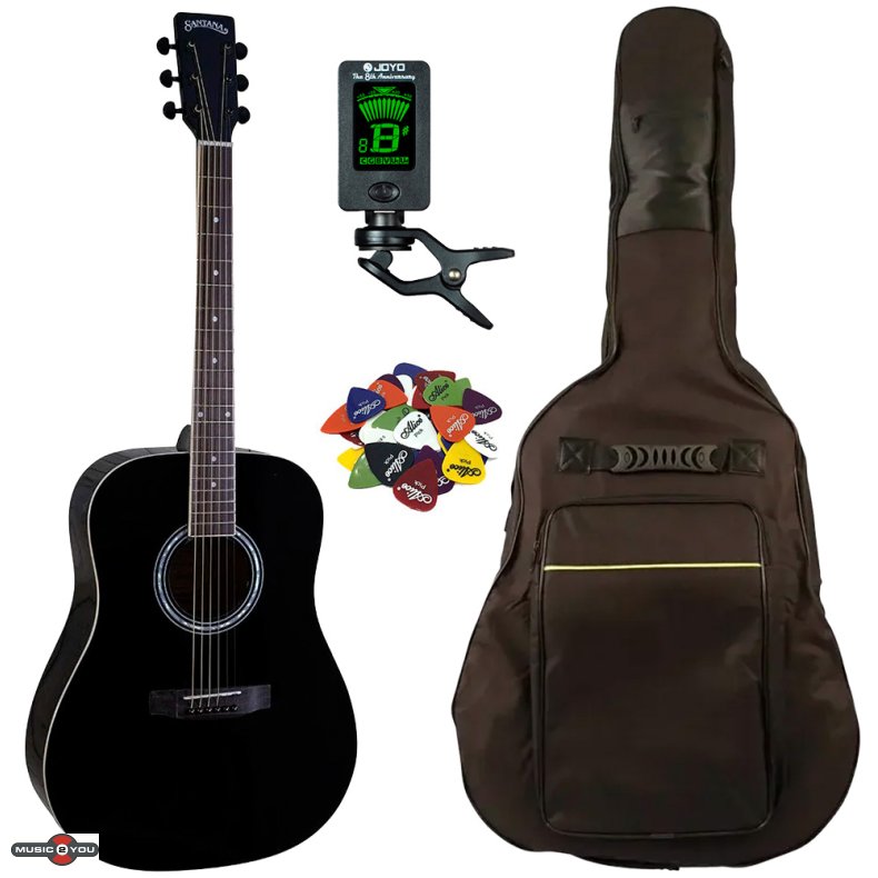Santana LA-90-V2 - Western guitar pakke - Sort