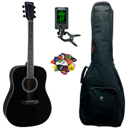 Santana LA-90-V2 - Western guitar pakke - Sort