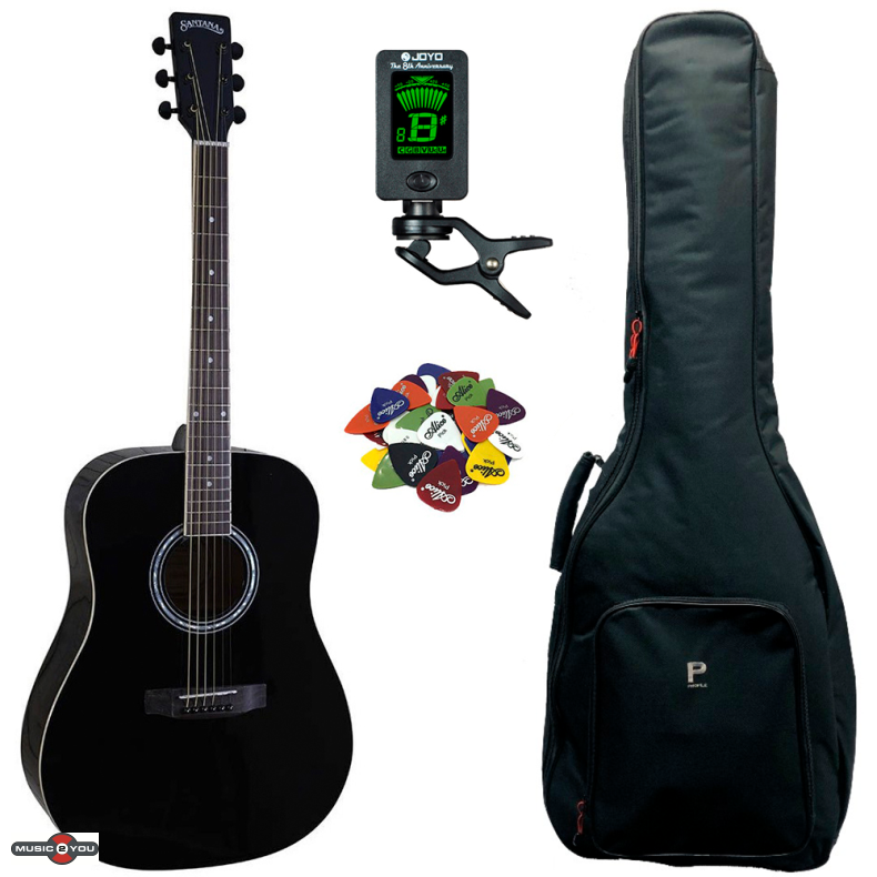 Santana LA-90-V2 - Western guitar pakke - Sort