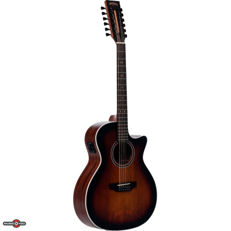 Santana Superb G94-12 BRS 12 Strenget Western guitar med pickup - Brown Burst