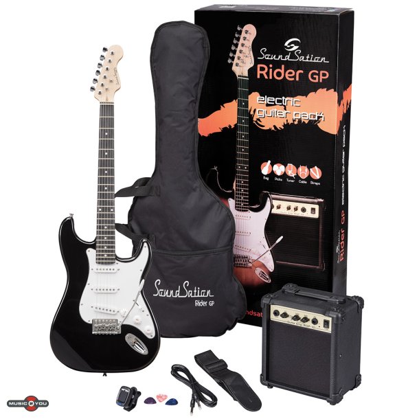 Soundsation Rider-GP EL-Guitar pakke til begynder - Sort