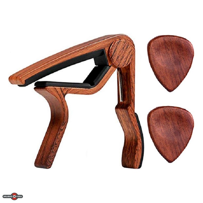 Guitar Capo s�t i metal med tr�look til Elektrisk og Western guitar