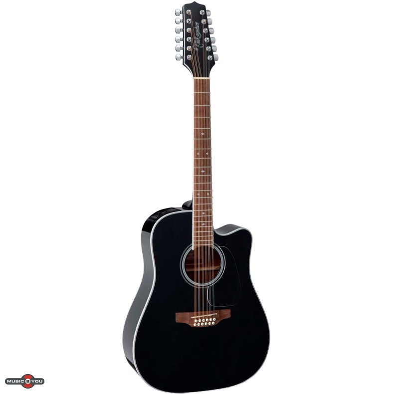 Takamine GD38CE-BLK 12-Strenget Western guitar med pickup og cutaway - Sort
