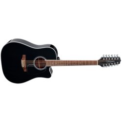 Takamine GD38CE-BLK 12-Strenget Western guitar med pickup og cutaway - Sort