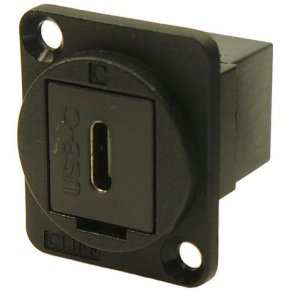 USB-C Hun - Hun D-Size Chassis stik - Sort