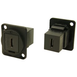 USB-C Hun - Hun D-Size Chassis stik - Sort