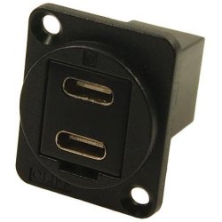 USB-C Hun Dual D-Size Chassis stik - Sort