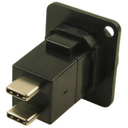 USB-C Hun Dual D-Size Chassis stik - Sort