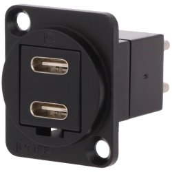 USB-C Hun Dual D-Size Chassis stik - Sort