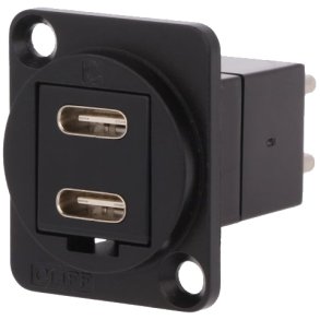 USB-C Hun Dual D-Size Chassis stik - Sort