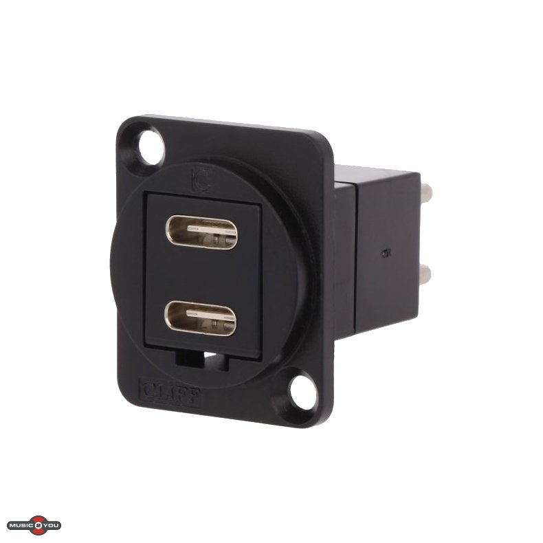 USB-C Hun Dual D-Size Chassis stik - Sort