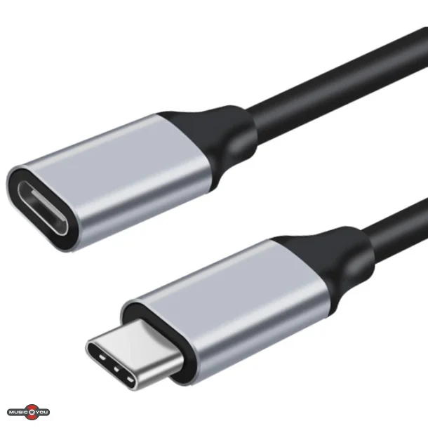 USB-C 3.1 Gen. 2 forlngerkabel - 5A/100W - Sort 1 meter