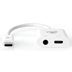 USB-C til Minijack + USB-C Adapter kabel - Hvid