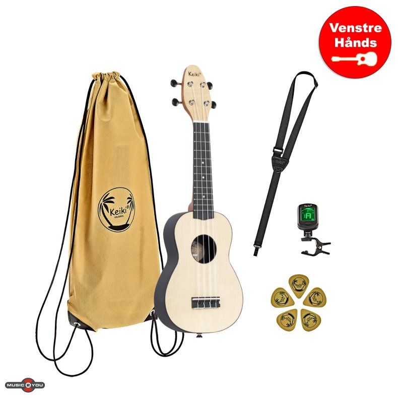 Ortega Keiki K2 "Maple" Sopran Ukulele Pack - Venstrehnds