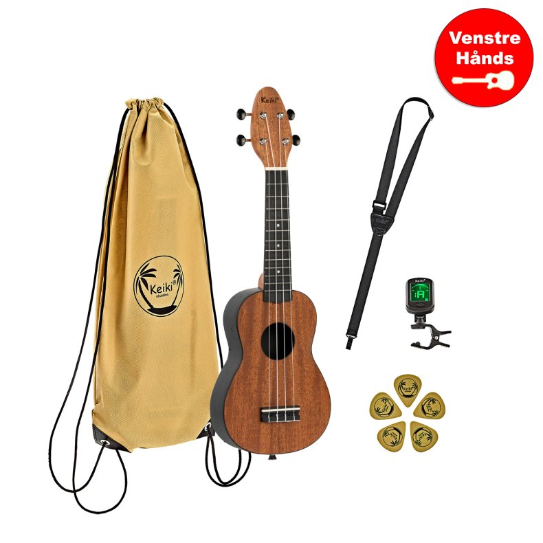 Ortega Keiki K2 "Mahogany" Sopran Ukulele Pack - Venstrehnds