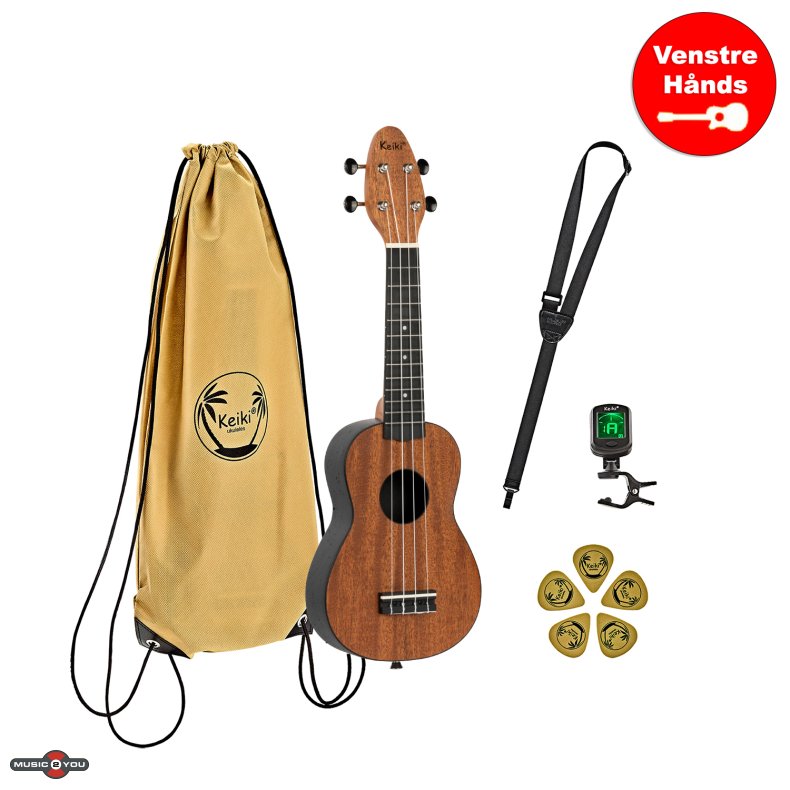 Ortega Keiki K2 "Mahogany" Sopran Ukulele Pack - Venstrehnds