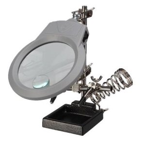 Lodekolbestativ holder med 2 nb og luplampe