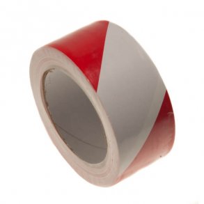 Advarselstape - 50 mm X 33 m - Rd/Hvid