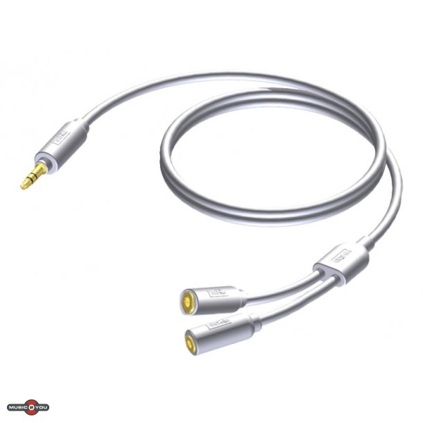 Procab CIP705 Minijack 3,5mm Stereo Han til 2xHun kabel - Hvid 